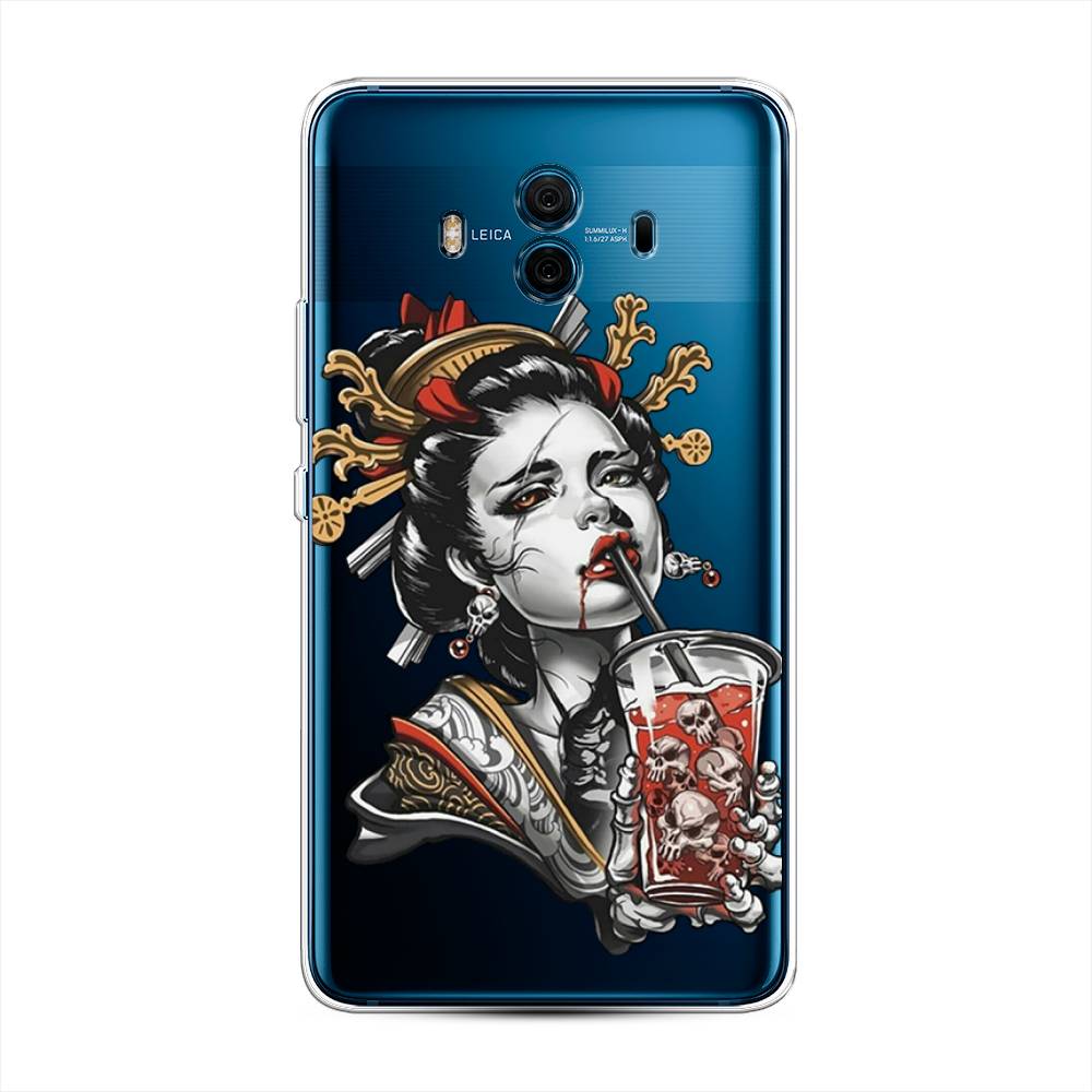 

Чехол на Huawei Mate 10 "Опасная гейша", Красный;черный;серый, 63350-4