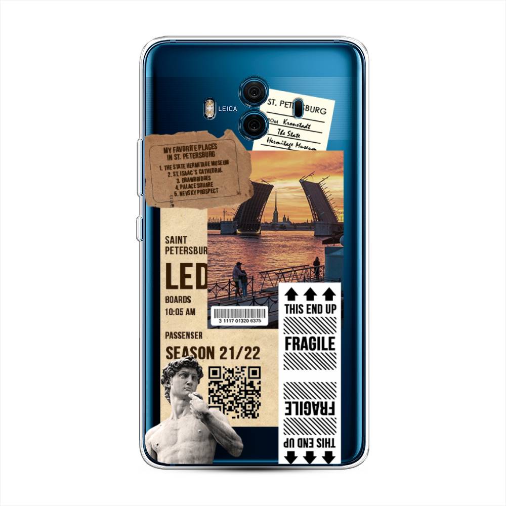 

Чехол на Huawei Mate 10 "Санкт-Петербург коллаж", Коричневый;бежевый;белый, 63350-6