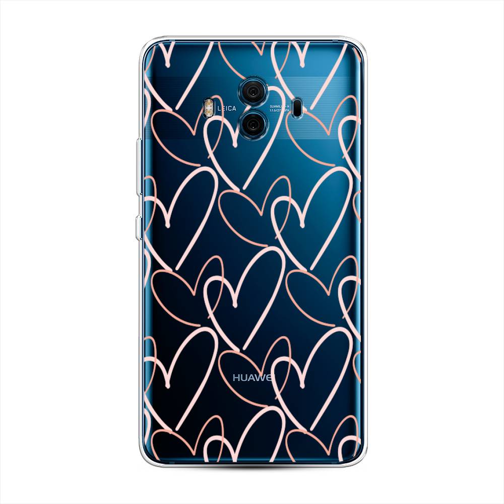 

Чехол на Huawei Mate 10 "Узор из сердечек", Розовый;бежевый, 63350-6
