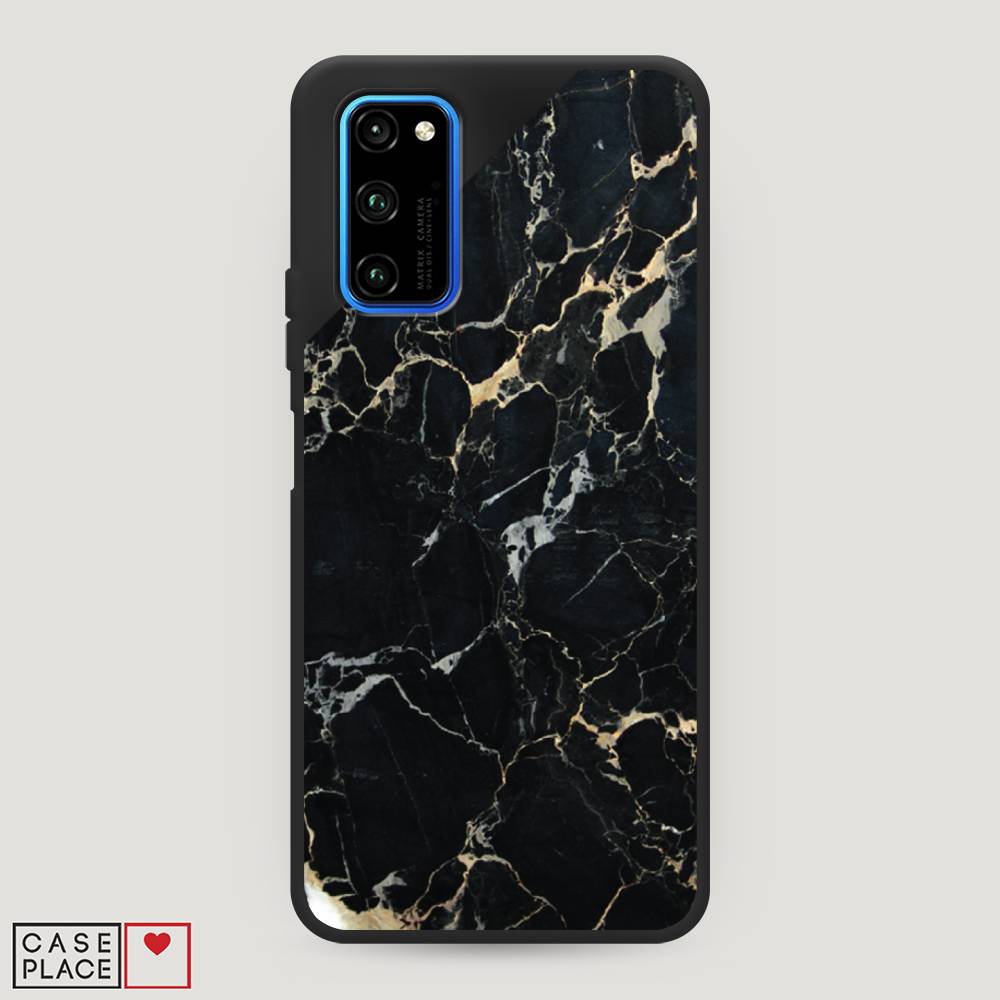 фото Чехол awog "черный мрамор уголок" для honor view 30/view 30 pro