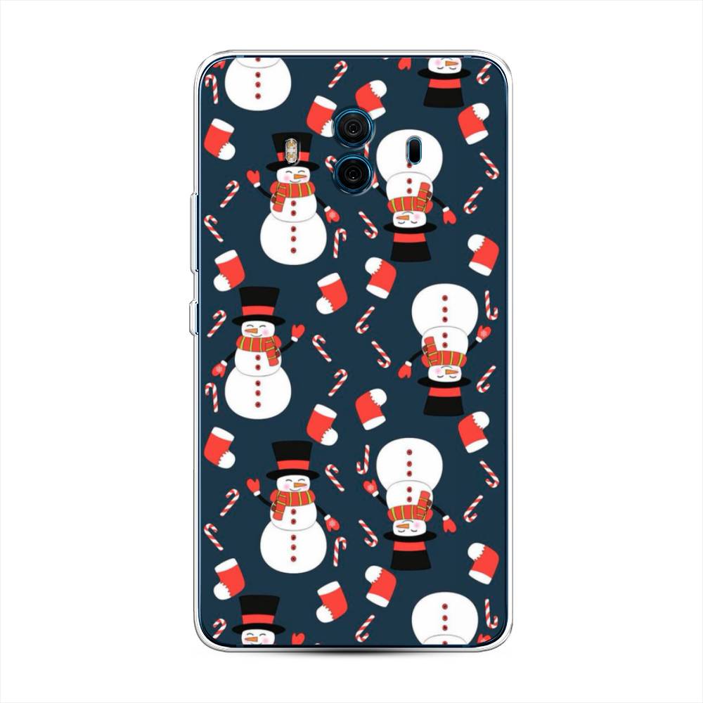 

Чехол на Huawei Mate 10 "Синие снеговики", Синий;белый;красный, 63350-5