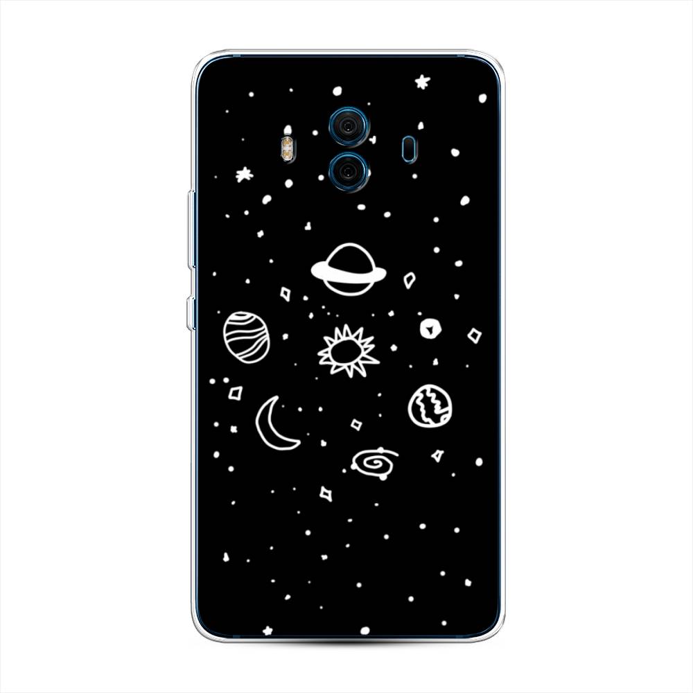 

Чехол на Huawei Mate 10 "Дудл солнечной системы", Бежевый;серый, 63350-2