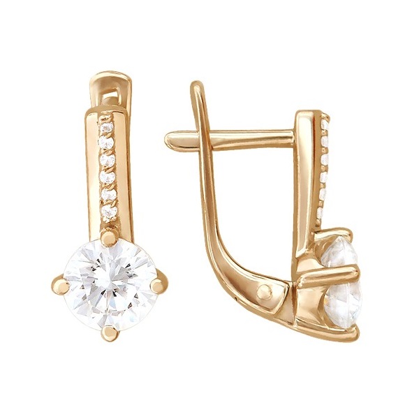 

Серьги из красного золота с фианитом Эстет 01С116358, 01С116358