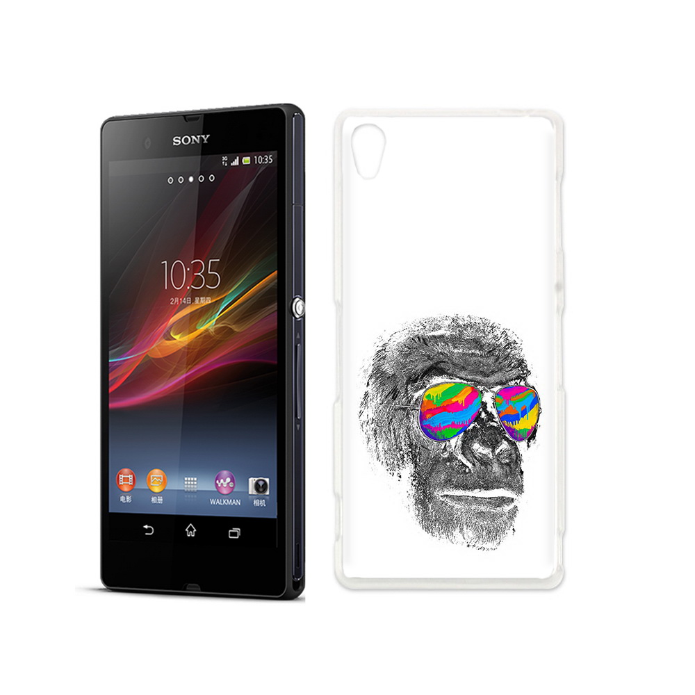 

Чехол MyPads Tocco для Sony Xperia Z крутая обезьяна в очках, Прозрачный, Tocco