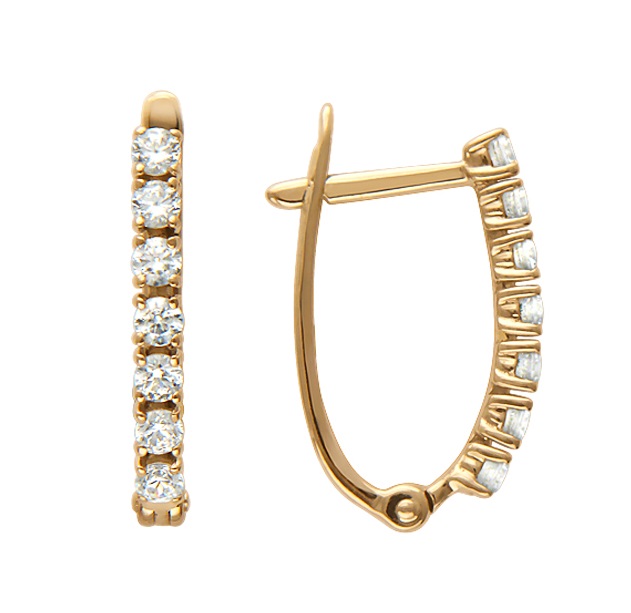 

Серьги из красного золота с фианитом Эстет 01С114897, 01С114897