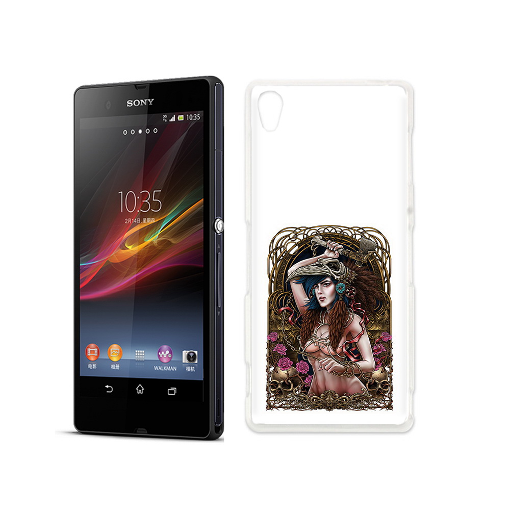 

Чехол MyPads Tocco для Sony Xperia Z красивая девушка рисунок, Прозрачный, Tocco