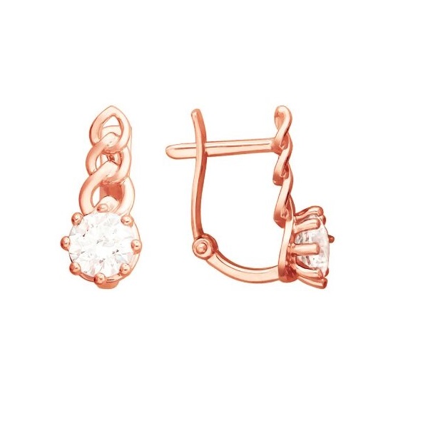 

Серьги из красного золота с фианитом Эстет 01С116453, 01С116453