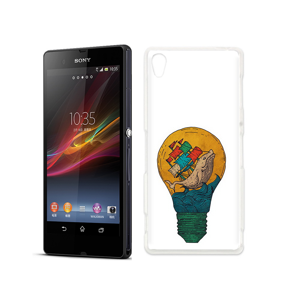 

Чехол MyPads Tocco для Sony Xperia Z кит в лампочке с парусами, Прозрачный, Tocco