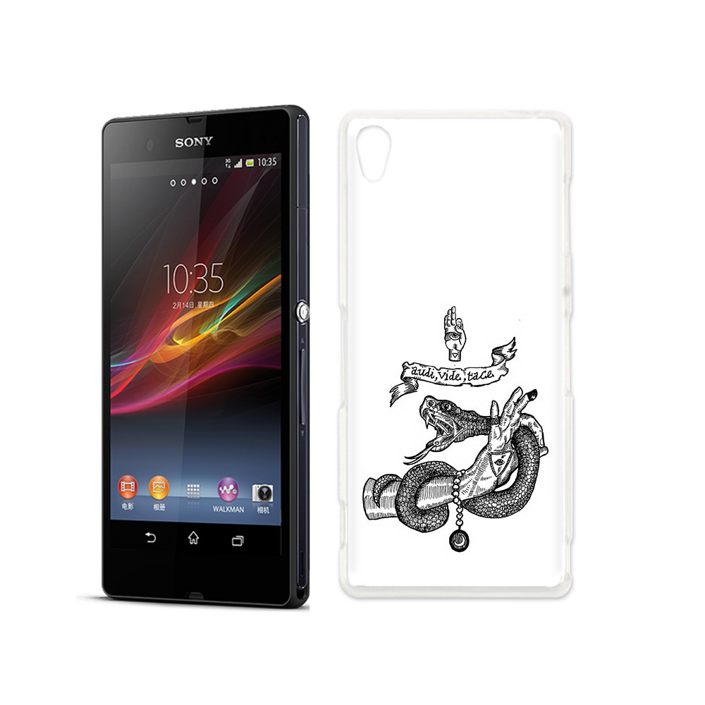 

Чехол MyPads Tocco для Sony Xperia Z змея на руке рисунок, Прозрачный, Tocco