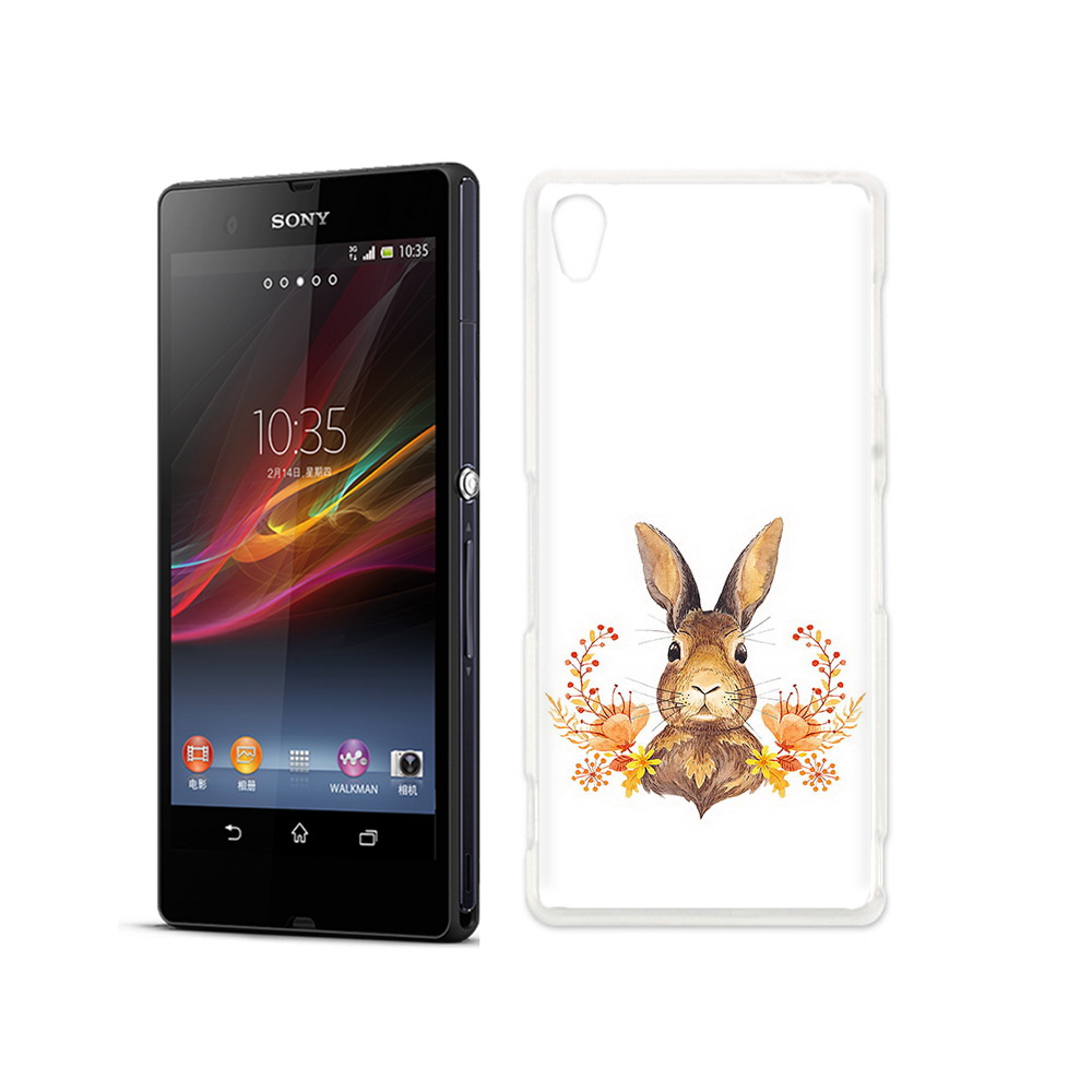 

Чехол MyPads Tocco для Sony Xperia Z зайка в цветах, Прозрачный, Tocco