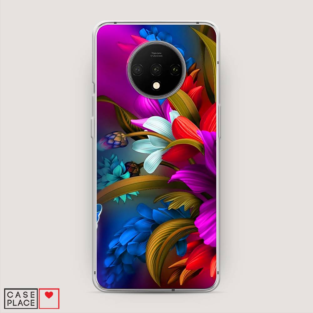 

Чехол на OnePlus 7T "Фантастические цветы", Фиолетовый;красный;синий, 150950-2