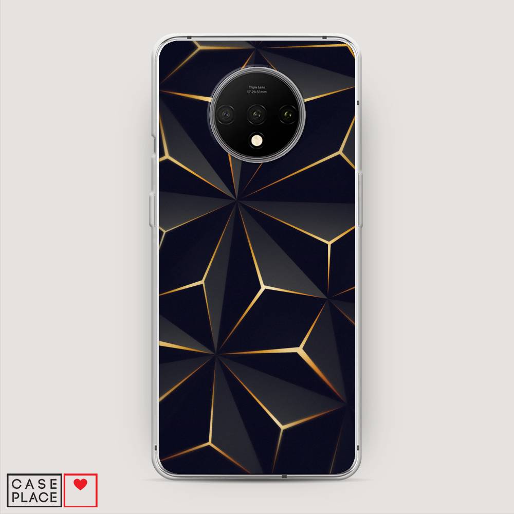 

Чехол на OnePlus 7T "Черные полигоны", Золотистый;черный, 150950-3