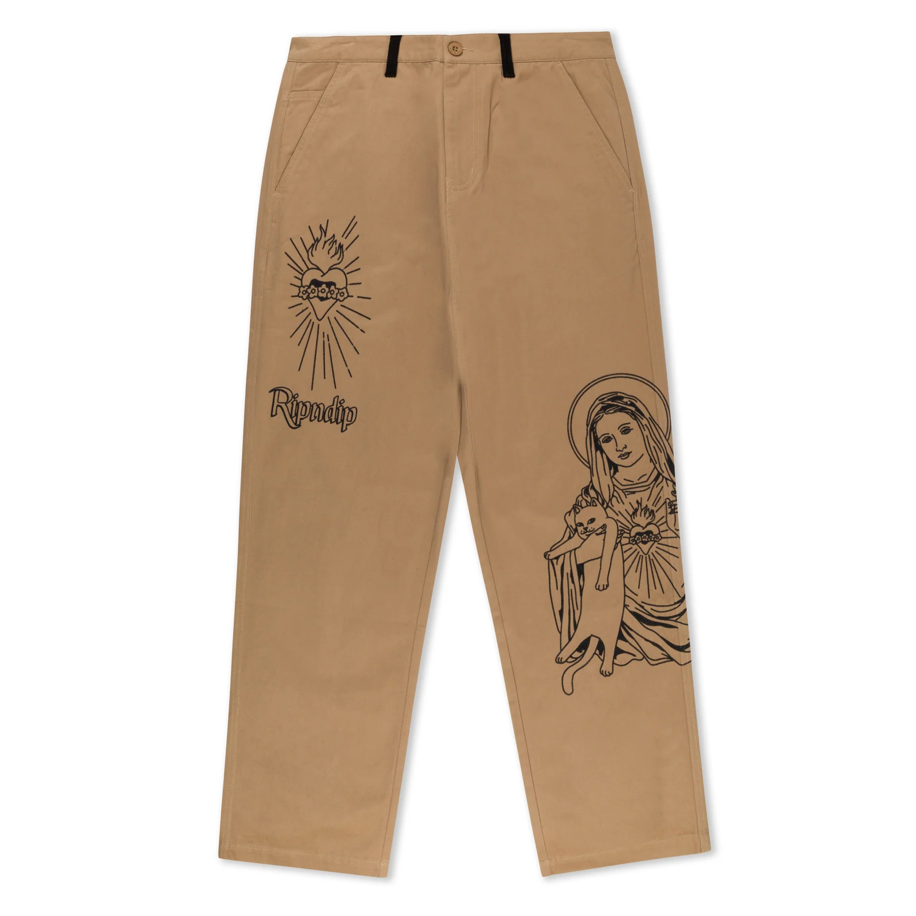 

Брюки мужские Ripndip Mother Mary бежевые 32, Бежевый, Mother Mary