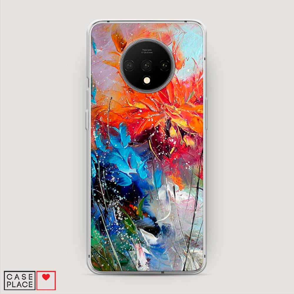 

Чехол на OnePlus 7T "Абстрактные цветы", Оранжевый;синий, 150950-4