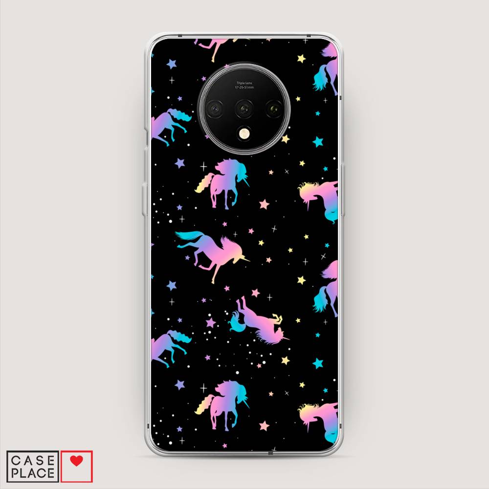 

Чехол на OnePlus 7T "Единороги градиент", Черный;розовый;голубой, 150950-1