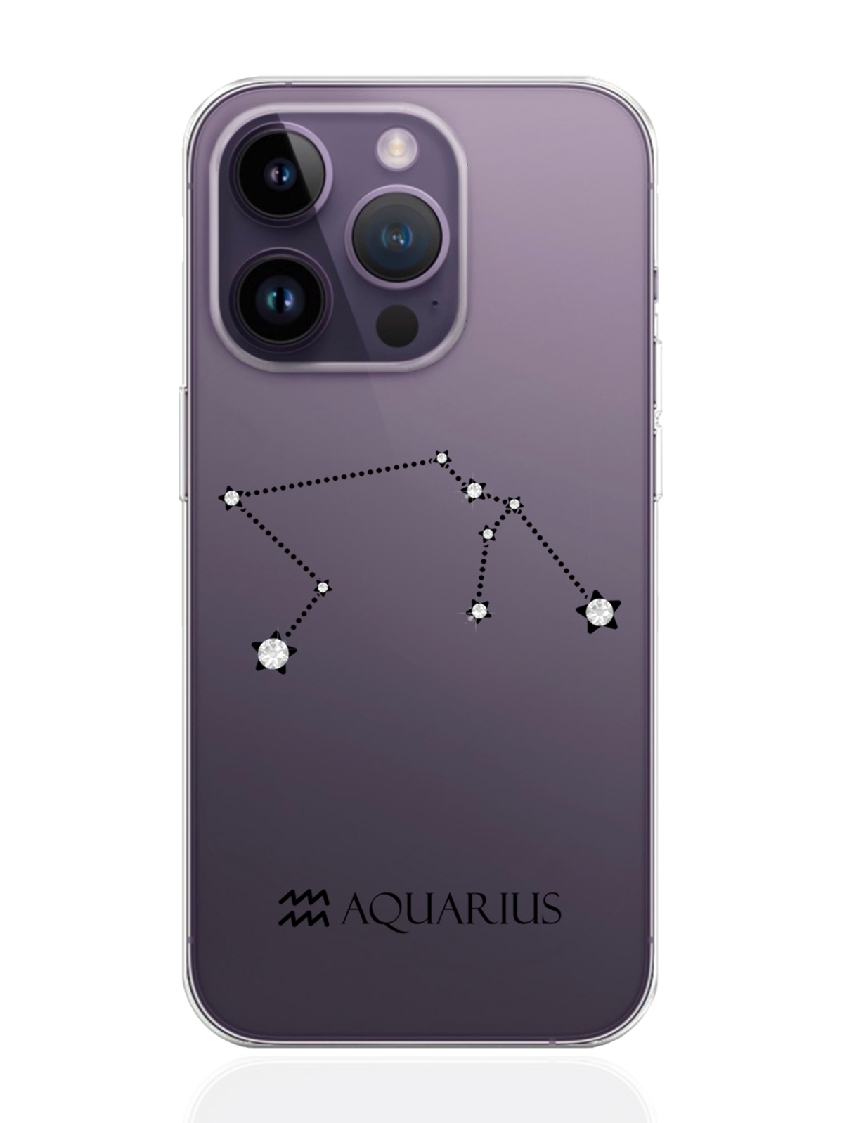 фото Чехол musthavecase для iphone 14 pro с инкрустацией кристаллами lux водолей aquarius