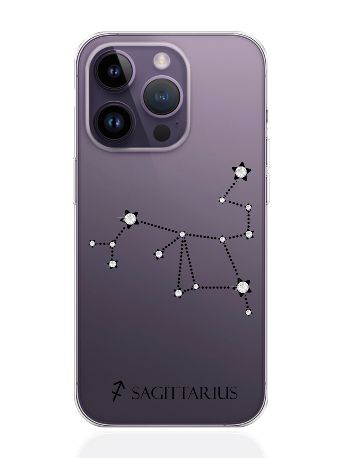 фото Чехол musthavecase для iphone 14 pro с инкрустацией кристаллами lux стрелец sagittarius