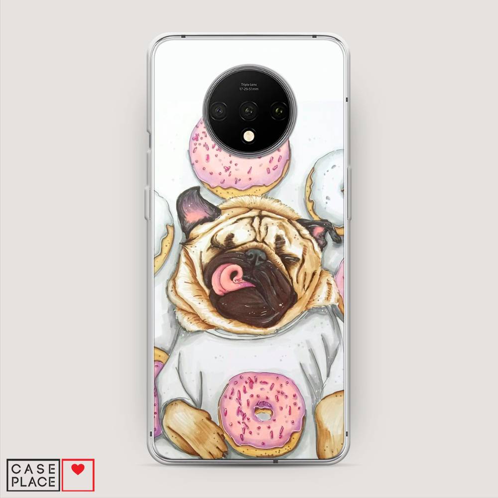 

Чехол на OnePlus 7T "Счастливый мопс", Розовый;бежевый;коричневый, 150950-1