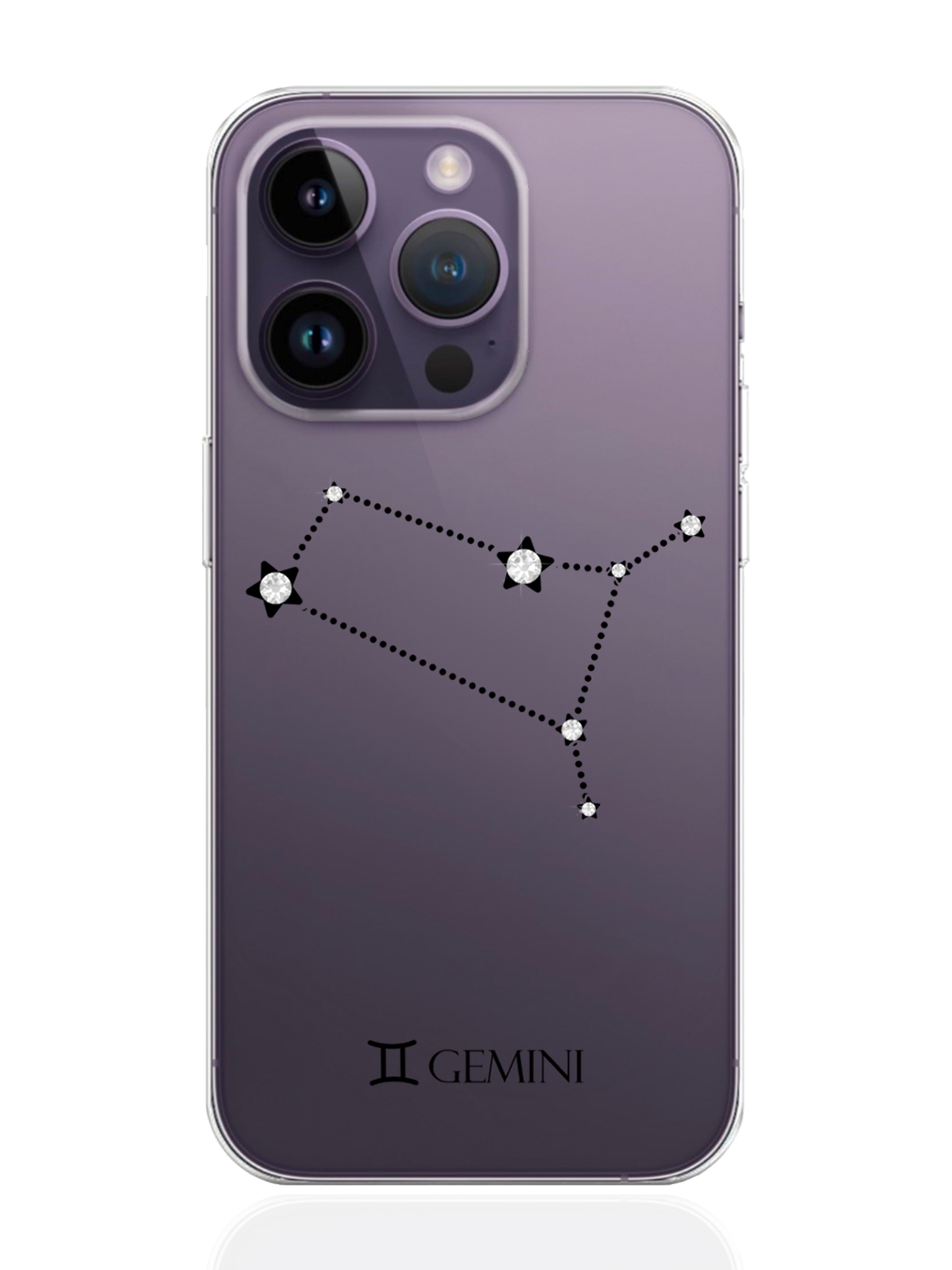 фото Чехол musthavecase для iphone 14 pro с инкрустацией кристаллами lux близнецы gemini