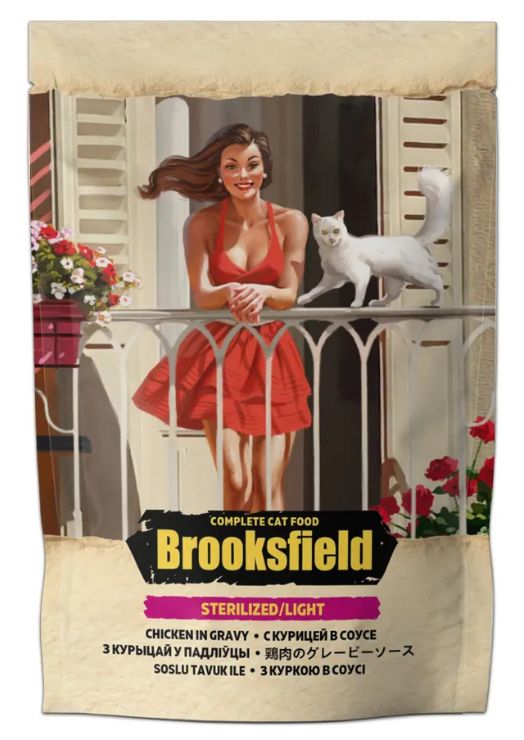 Влажный корм для кошек BROOKSFIELD Sterilized/Light, курица, 12 шт по 85 г