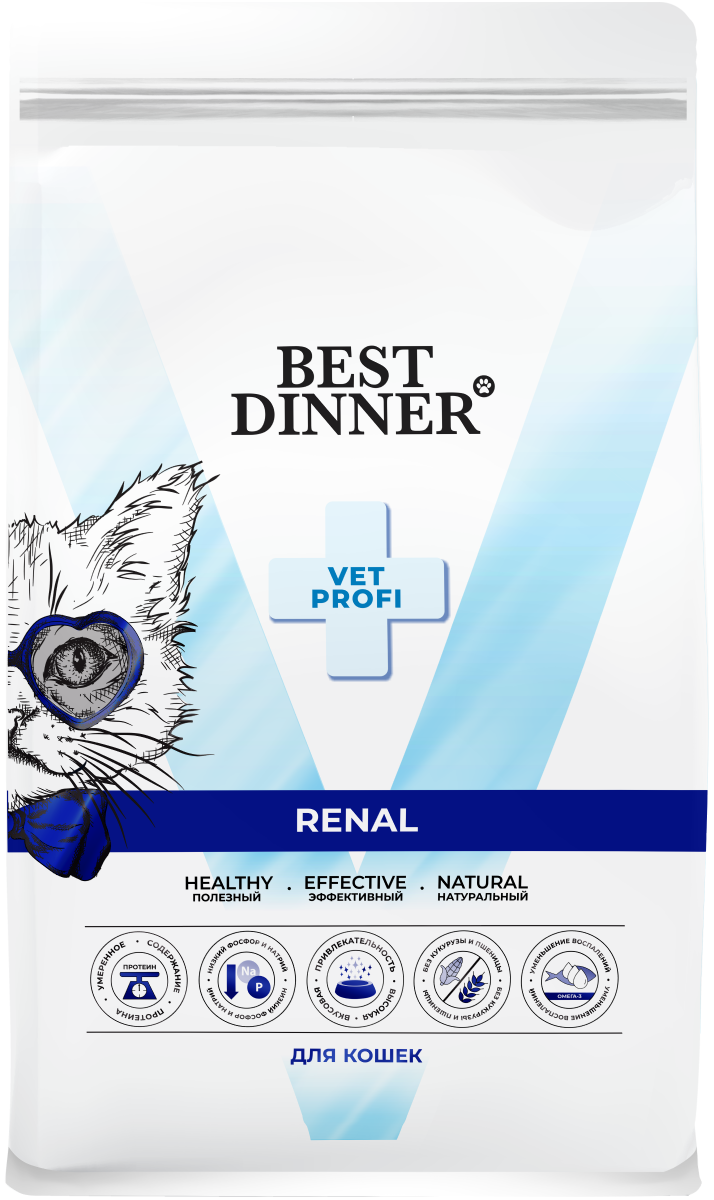 

Сухой корм для кошек Best Dinner Vet Profi Renal с курицей, 7 кг