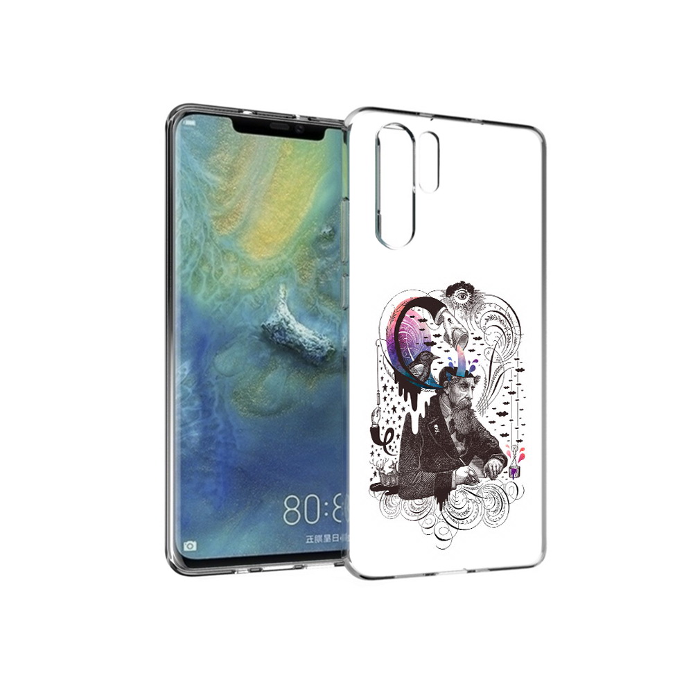 

Чехол MyPads Tocco для Huawei P30 Pro абстракция думающий мужчина, Прозрачный, Tocco