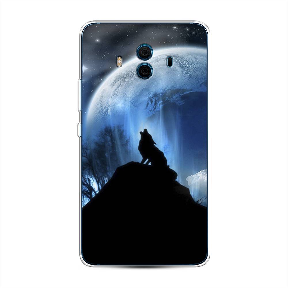 

Чехол на Huawei Mate 10 "Волк 2", Синий;черный;белый, 63350-1