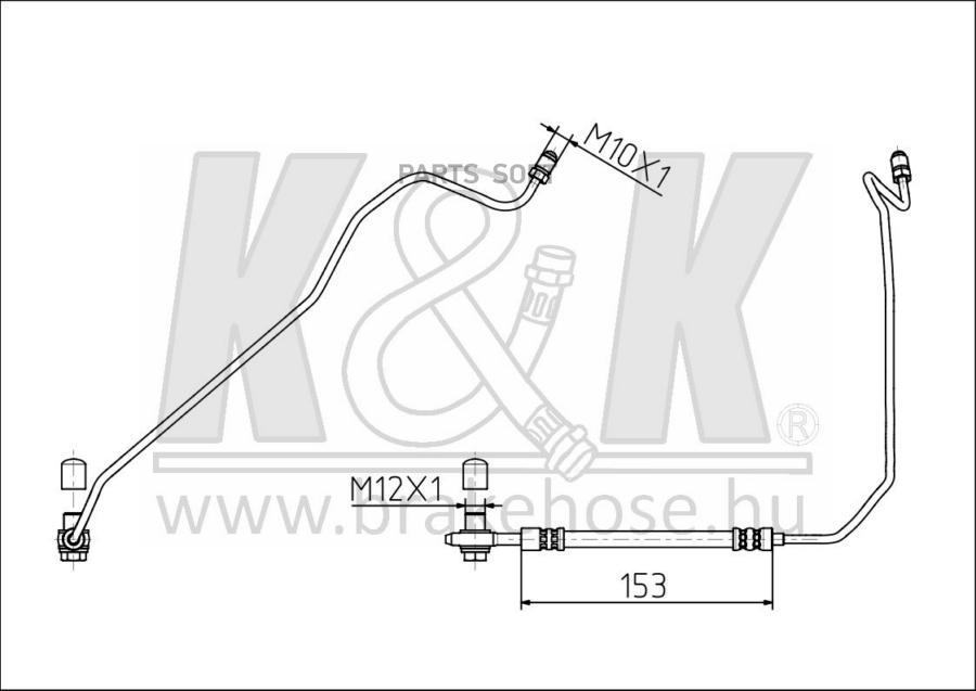 K&K Шланг тормозной задн прав AUDI: A6 (4B,C5) /Avant/ 1.8 07.97-01.05  1шт