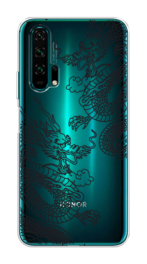 

Чехол на Honor 20 Pro "Два китайских дракона", Серый;черный, 69350-1