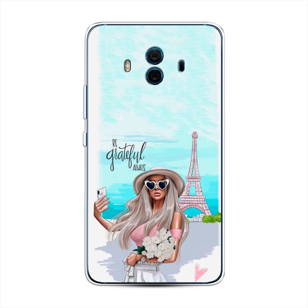 

Чехол на Huawei Mate 10 "Селфи Париж", Голубой;бежевый, 63350-6