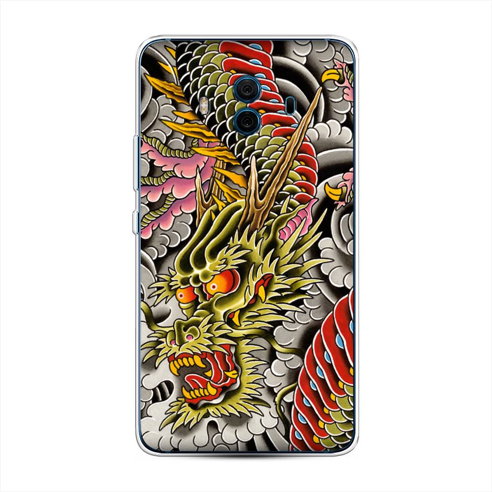 

Чехол на Huawei Mate 10 "Японский дракон", Желтый;розовый;красный, 63350-4