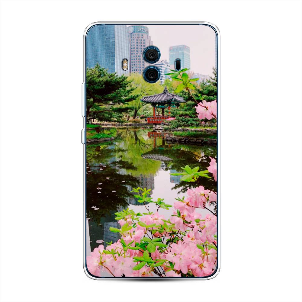 

Чехол на Huawei Mate 10 "Сакура возле озера", Зеленый;розовый;голубой, 63350-2