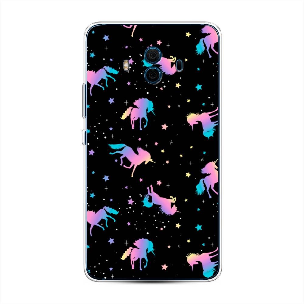 

Чехол на Huawei Mate 10 "Единороги градиент", Черный;розовый;голубой, 63350-1