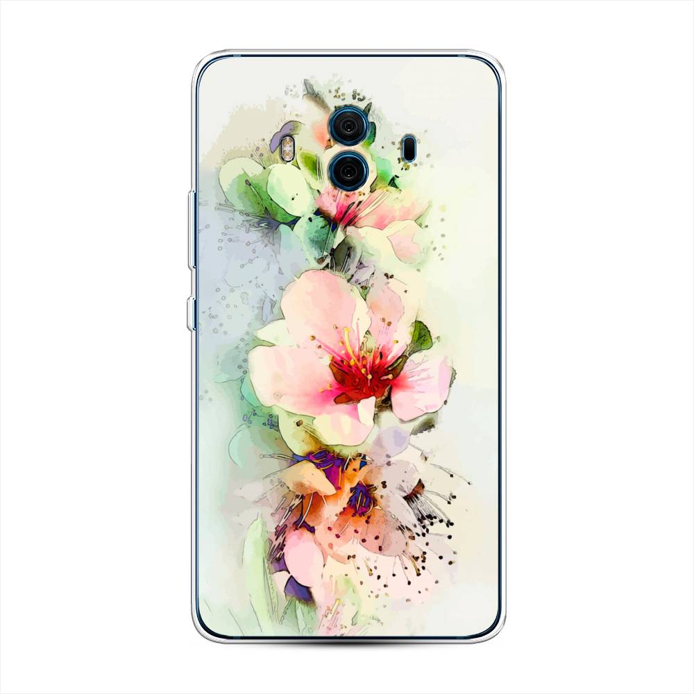 

Чехол на Huawei Mate 10 "Нежные цветы", Зеленый;розовый, 63350-2