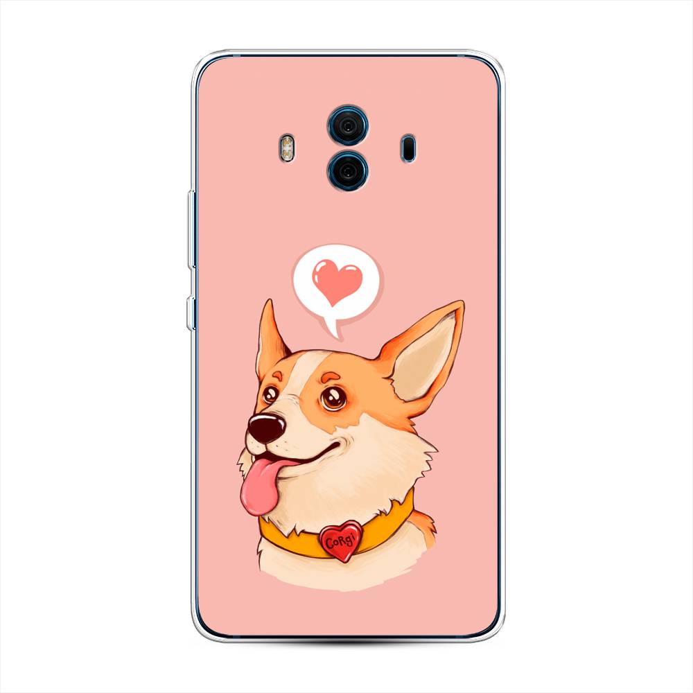 

Чехол на Huawei Mate 10 "Корги язык", Розовый;коричневый, 63350-1