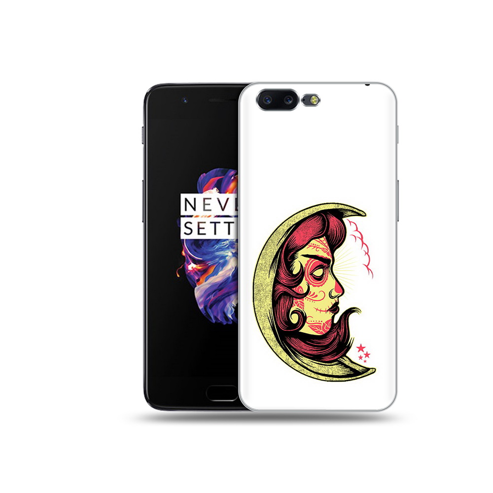 

Чехол MyPads Tocco для OnePlus 5 желтый полумесяц с лицом девушки, Прозрачный, Tocco