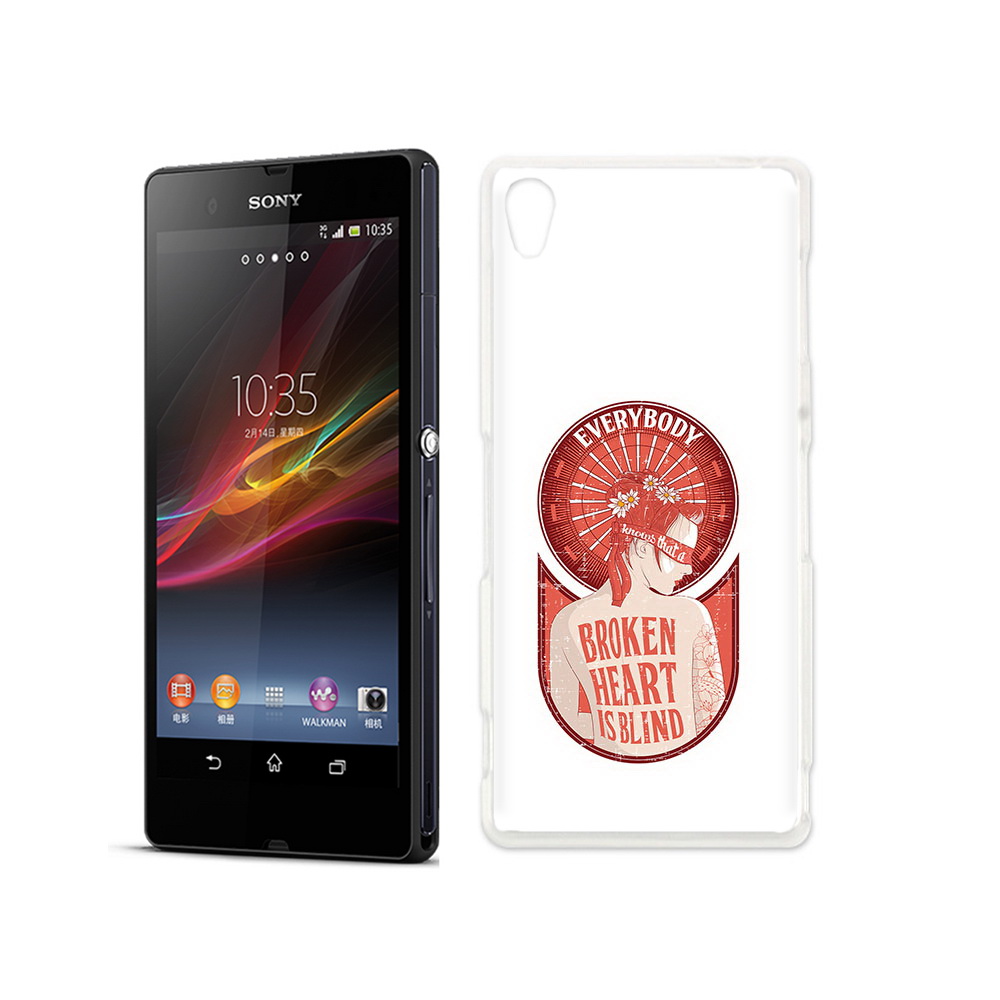 

Чехол MyPads Tocco для Sony Xperia Z девушка разбитое сердце, Прозрачный, Tocco