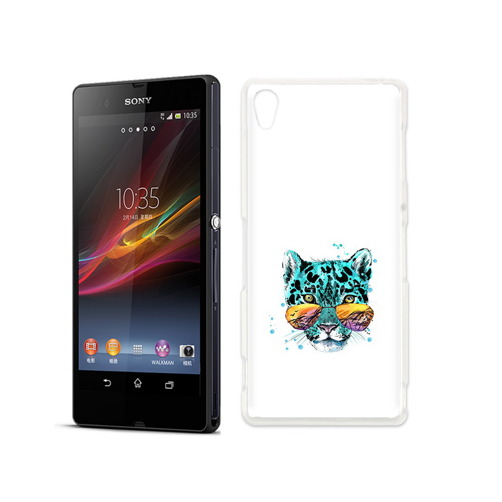 

Чехол MyPads Tocco для Sony Xperia Z голубой лео, Прозрачный, Tocco