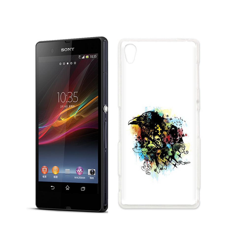 

Чехол MyPads Tocco для Sony Xperia Z ворон и черепа, Прозрачный, Tocco
