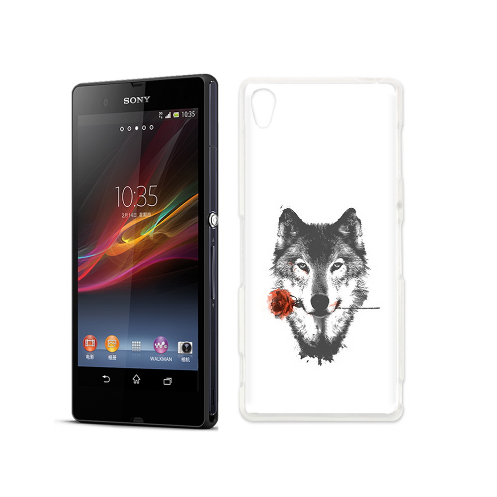 

Чехол MyPads Tocco для Sony Xperia Z волк с розой, Прозрачный, Tocco