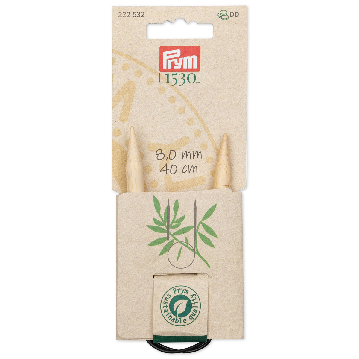 

222532 Спицы круговые, бамбук, 8,0мм/40см, 1шт, Prym, Серебристый