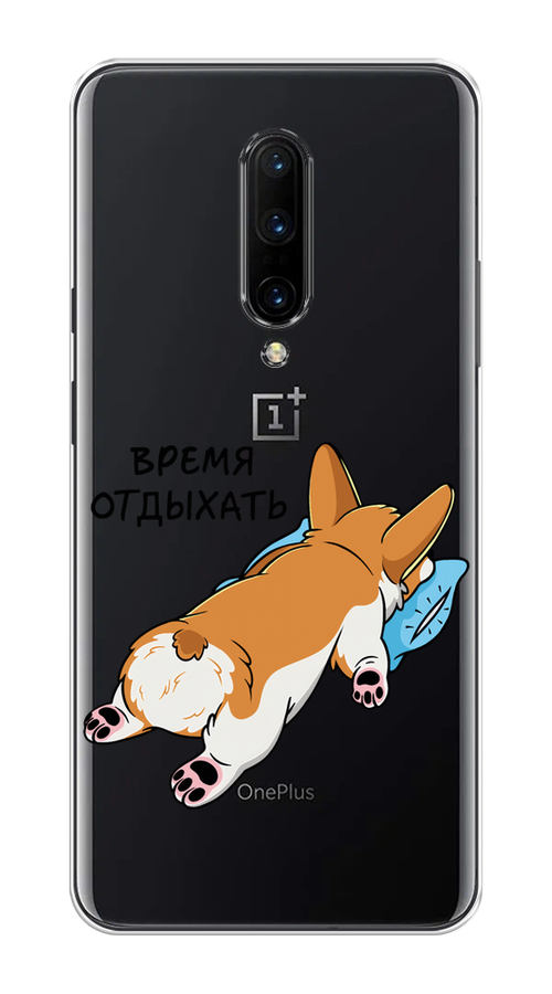 

Чехол на OnePlus 7 Pro "Корги отдыхает", Черный;коричневый;голубой, 150850-1