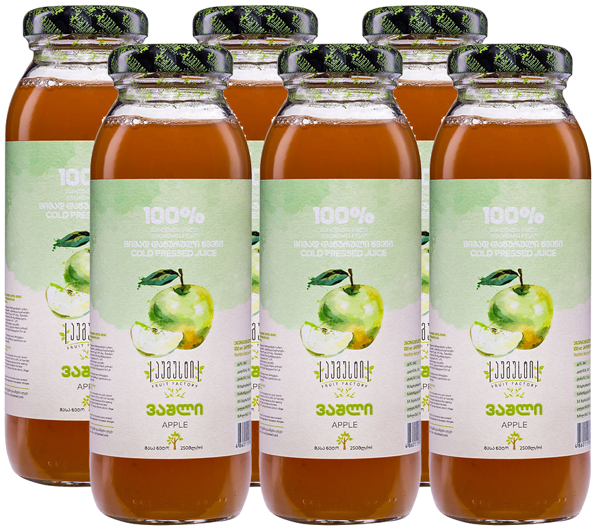 Сок August Fruit Factory прямого отжима Яблоко 97%, 6 шт по 250мл