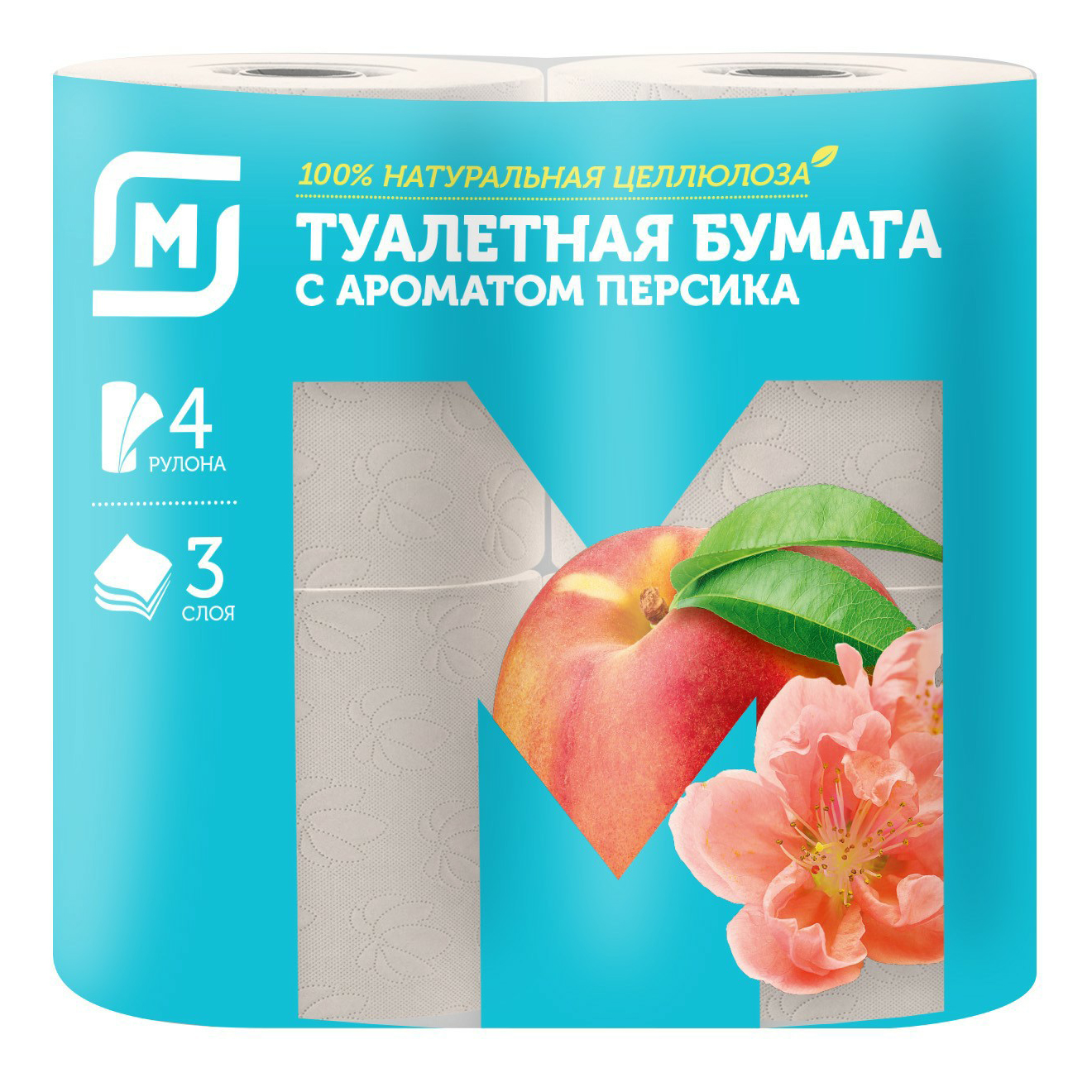 

Туалетная бумага Магнит с ароматом персика 3 слоя 4 рулона