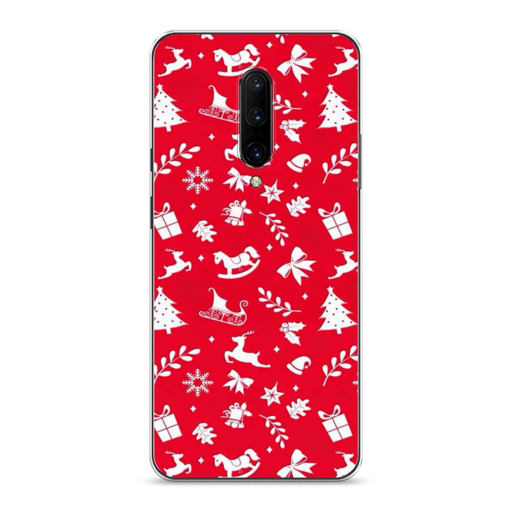 

Чехол на OnePlus 7 Pro "Красный новогодний фон", Красный;белый, 150850-5