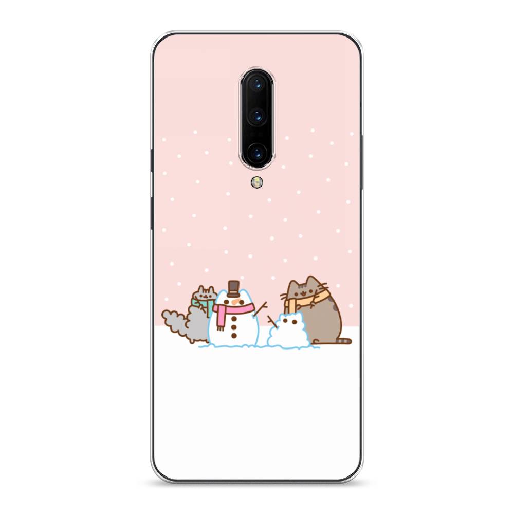 

Чехол на OnePlus 7 Pro "Котики в снегу", Розовый;белый;серый, 150850-5