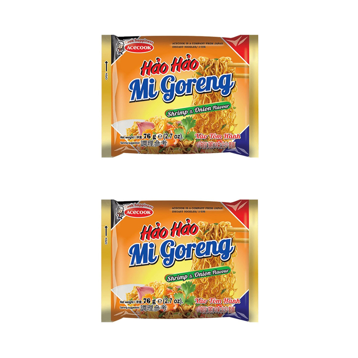 

Лапша быстрого приготовления HAO HAO со вкусом креветки с луком, 2 шт по 76 г, Лапша быстрого приготовления со вкусом креветки с луком HAO HAO, 2 шт. по 76г.