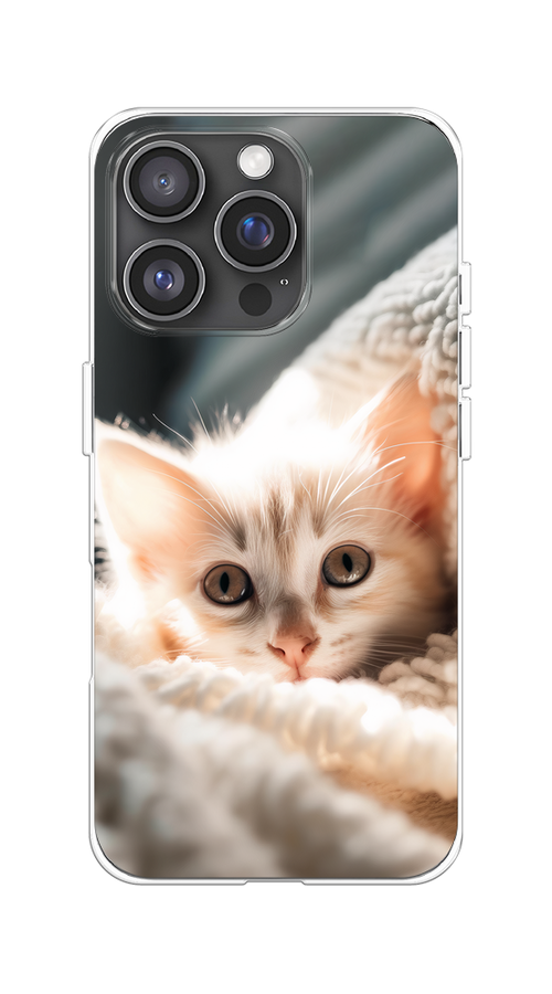 

Чехол на Apple iPhone 16 Pro "Белый шкодливый котенок", Серый;белый;бежевый;оранжевый, 16250-1