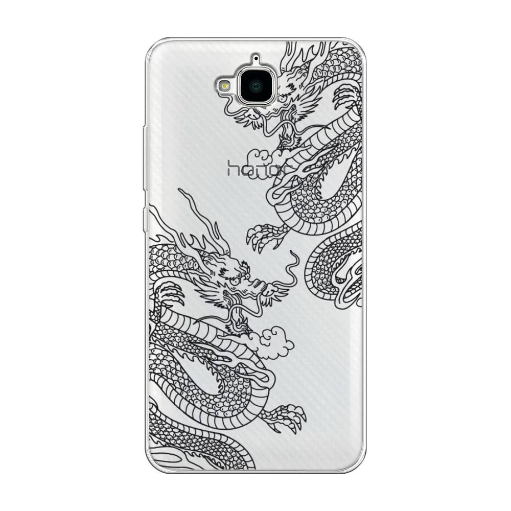 

Чехол на Honor 4C Pro "Два китайских дракона", Серый;черный, 63250-1