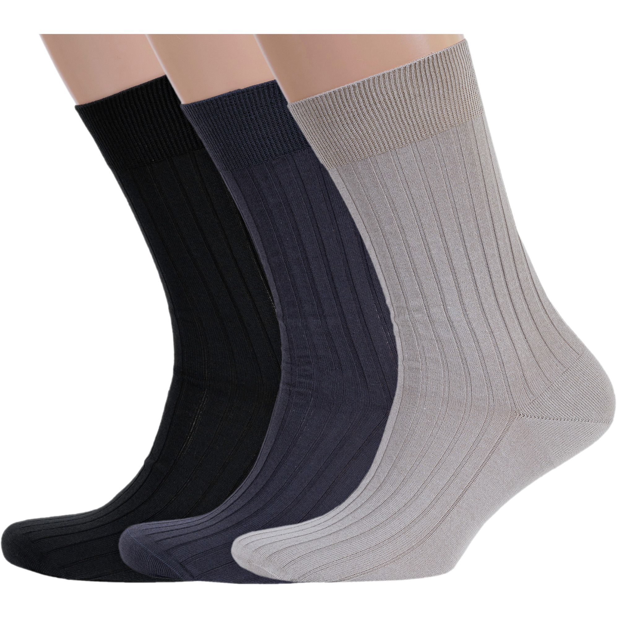 

Комплект носков мужских Rusocks бежевых; серых; черных, 3-М3-11001